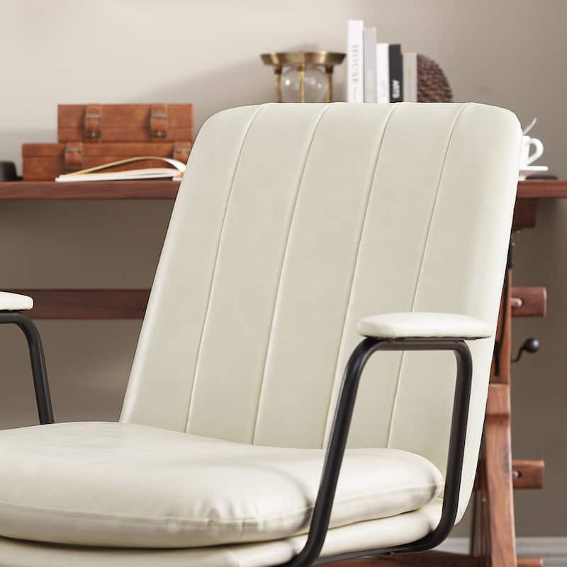 Art Leon Faux Leather Swivel Accent Arm Chair