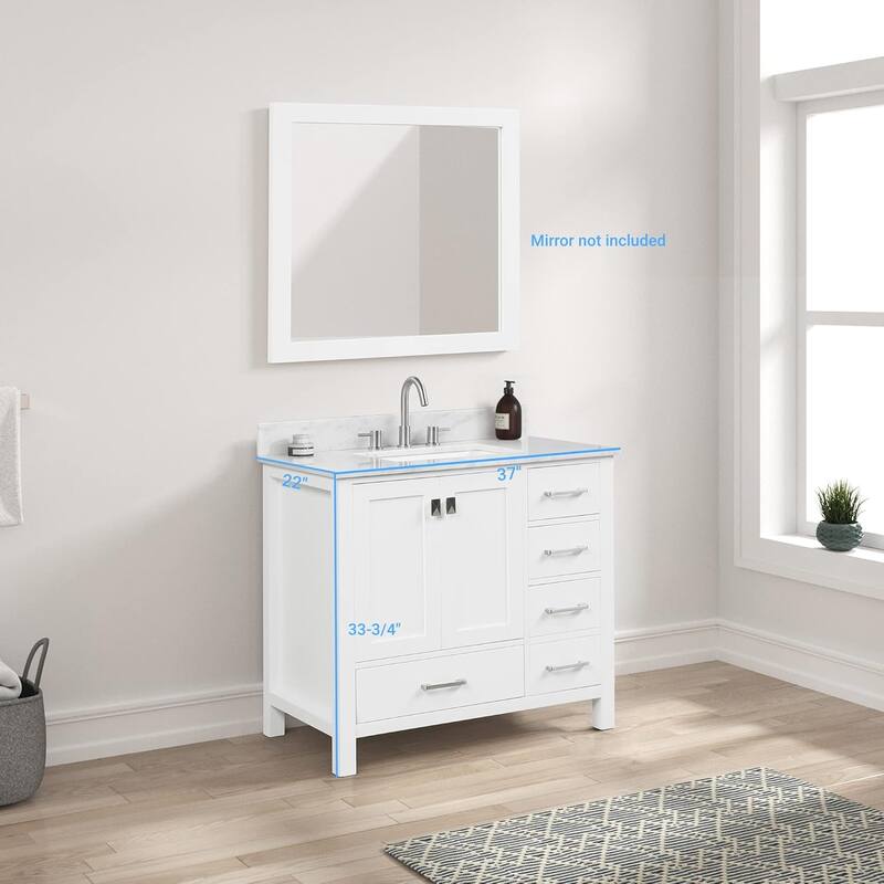 Blossom Geneva 36" Solid Wood Bathroom Vanity with Marble Top