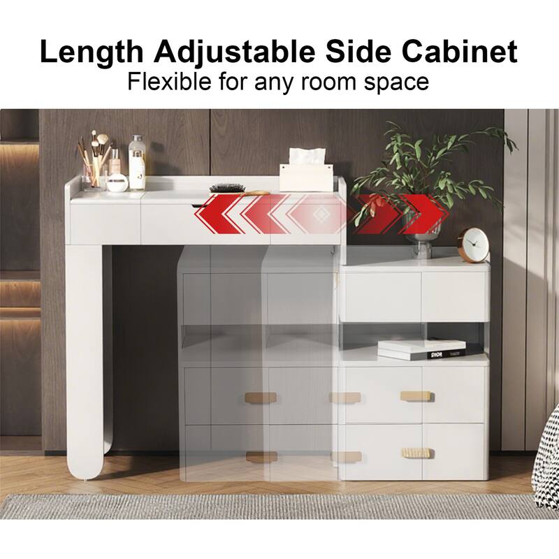 3-in-1 Makeup Vanity with Flip-Top Mirror and LED Lighting