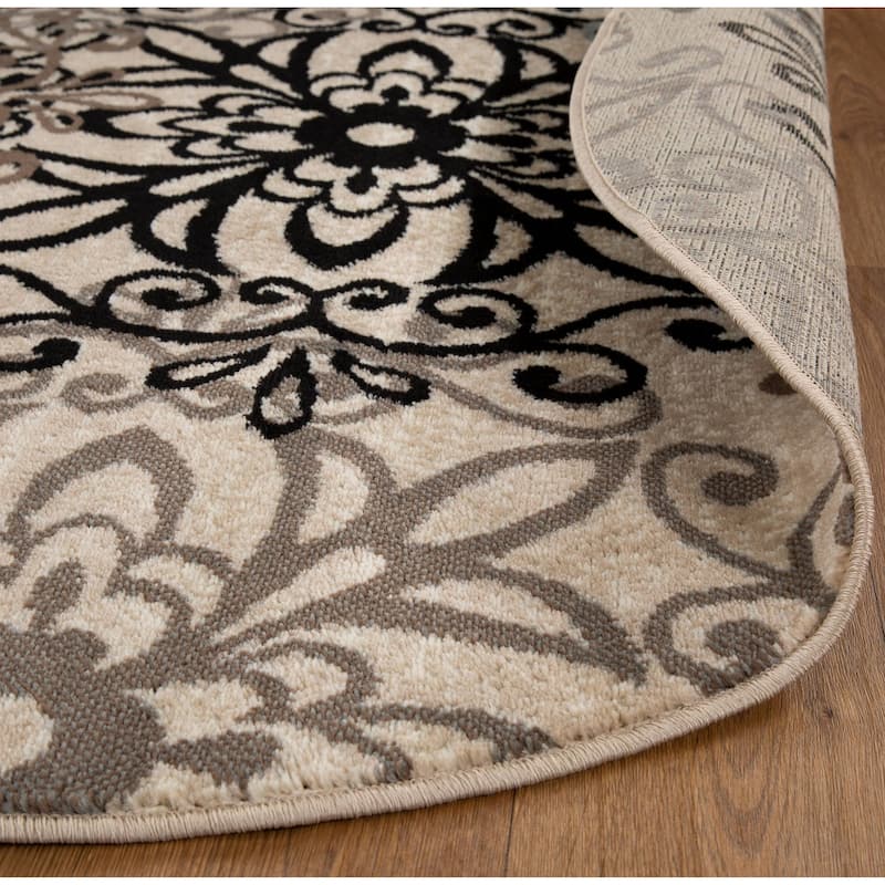 Superior Leigh Traditional Floral Scroll Indoor Runner or Area Rug