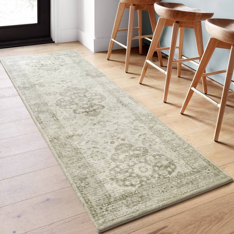 Alexander Home Juliet Ultra-Soft Distressed Traditional Rug - 2'6" x 9'9" - Ivory / Silver
