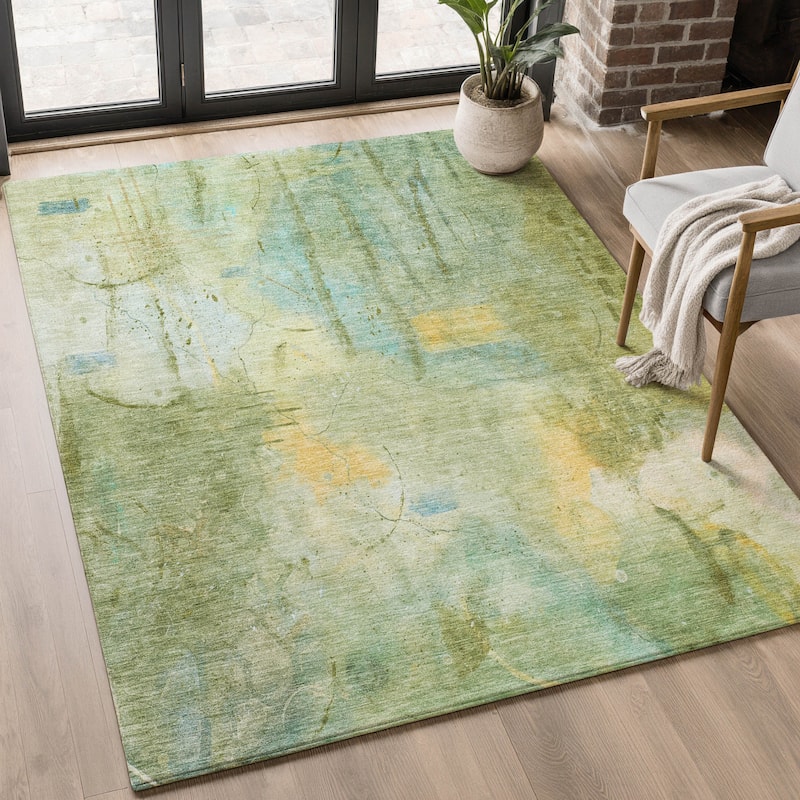 Premium Washable Super Soft Abstract Glam Mayfield Rug - Sage - 5' x 7'6"