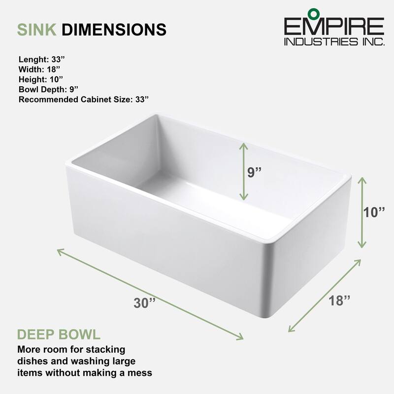 Olde London Fireclay 30" Reversible Farmhouse Kitchen Sink Set