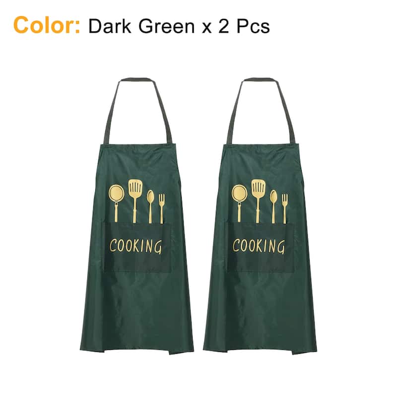 2pcs Bib Apron 72x65cm Unisex Cooking Aprons with 2 Pockets - 28.35" x 25.59"