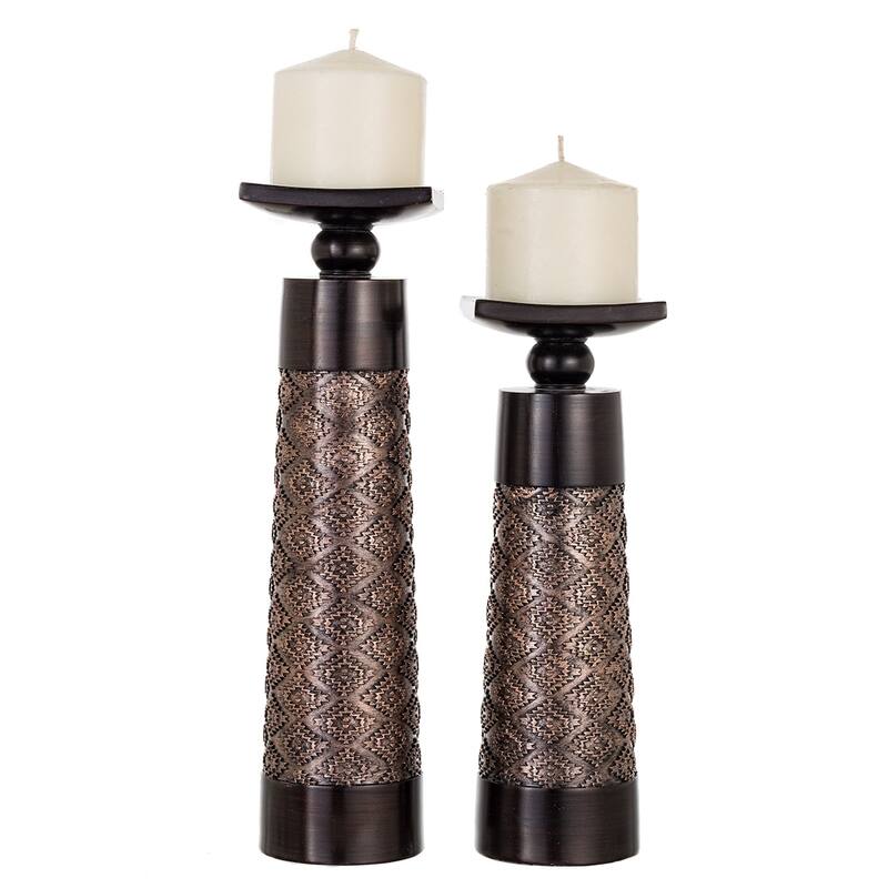 Creative Scents Dublin Coffee Brown Decorative Candle Holder Set of 2