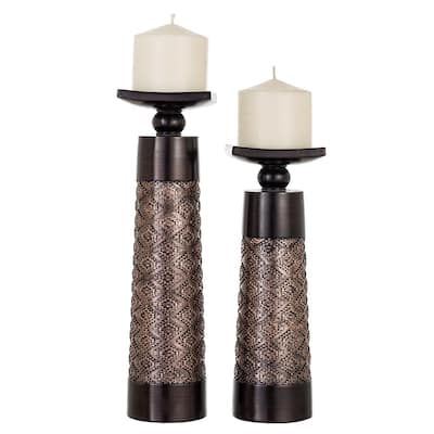Creative Scents Dublin Coffee Brown Decorative Candle Holder Set of 2