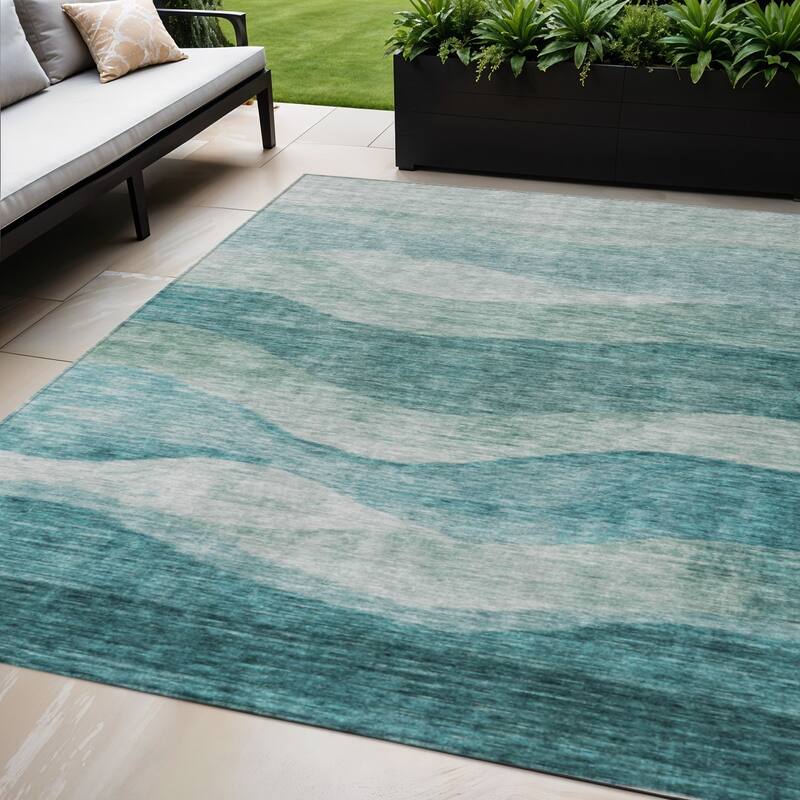HomeRoots Abstract Transitional Rectangle Outdoor Rug - 5' X 8'