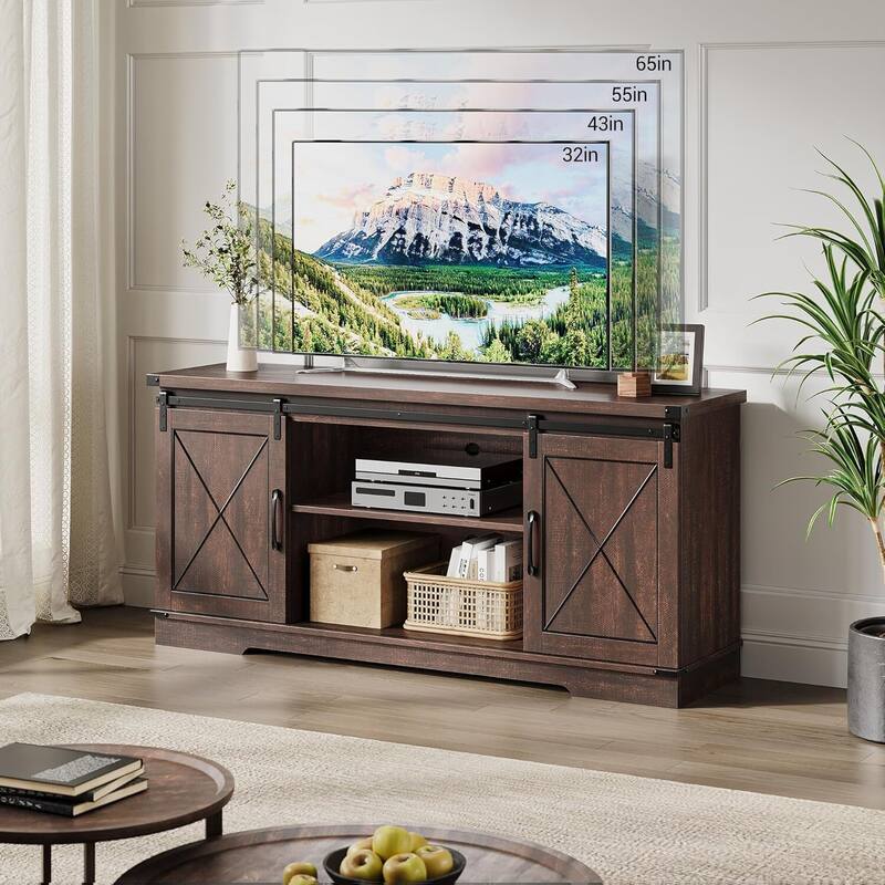 TV Stand, with Sliding Barn Doors, up to 65"
