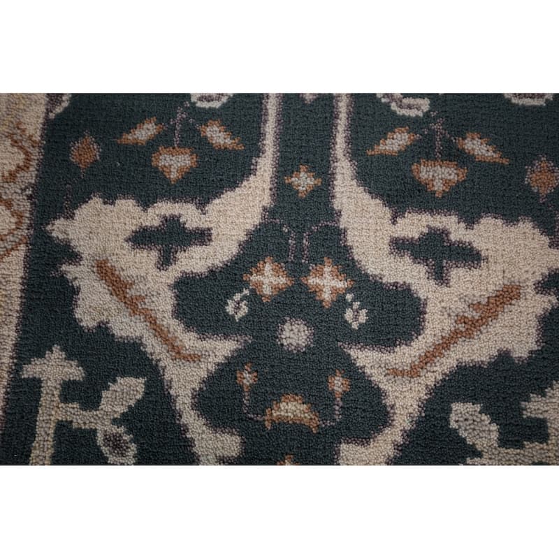 Green Oushak Indian Runner Rug Hand-Knotted Wool Carpet - 2'5"x 11'7"