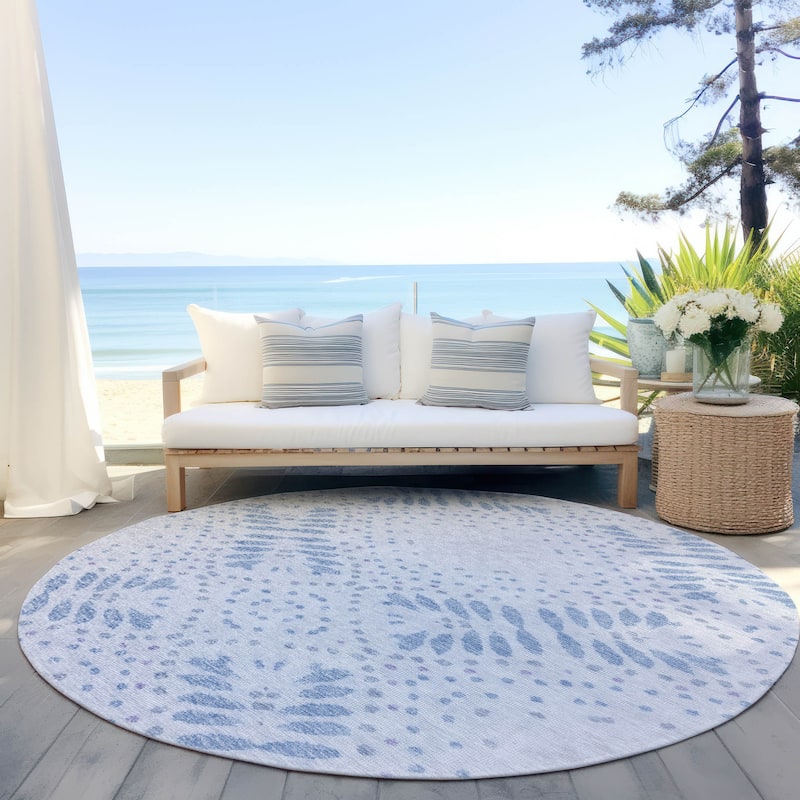 Machine Washable Indoor/ Outdoor Chantille Global Boho Rug - Blue - 8' x 8'