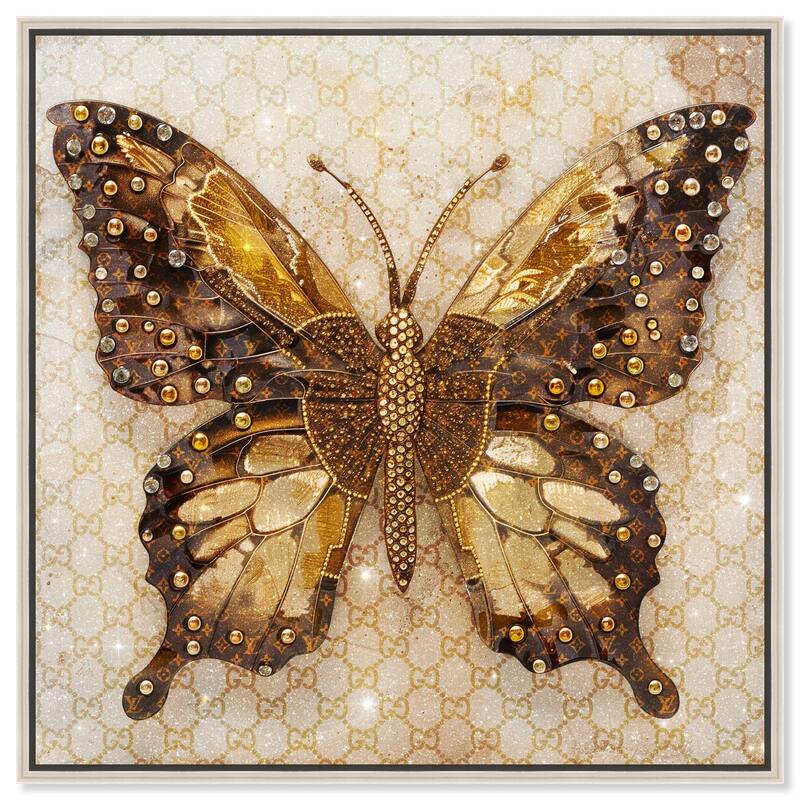 Glittering Elegant Butterfly Canvas by Art Remedy - Silver - 20" x 20"