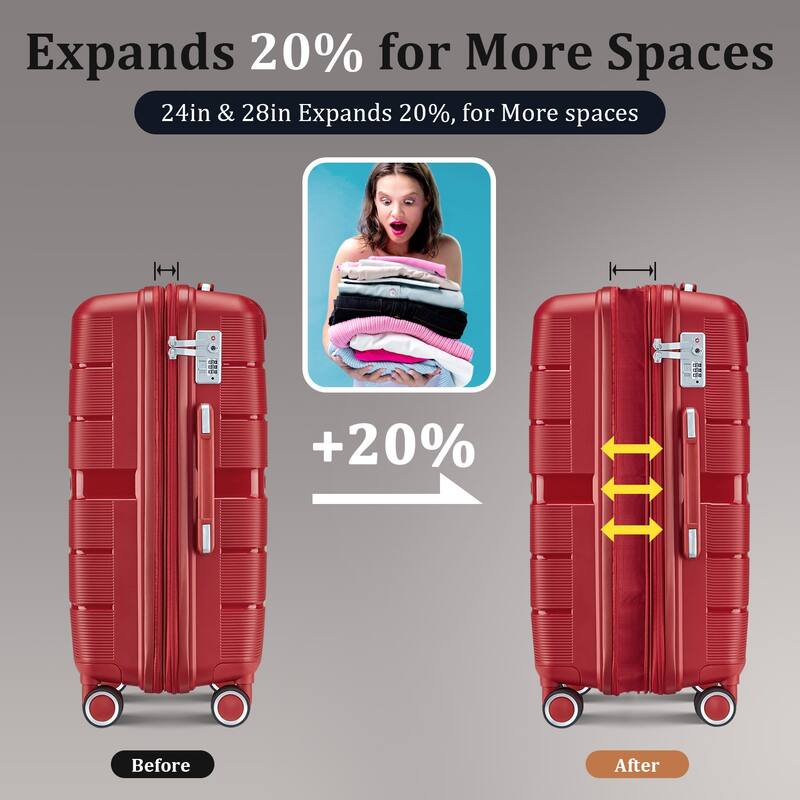 14/20/24/28 4-Piece Modern Expandable Luggage Sets, Lightweight Luggage with Zippered Pocket and TSA Lock, for Boarding Travel