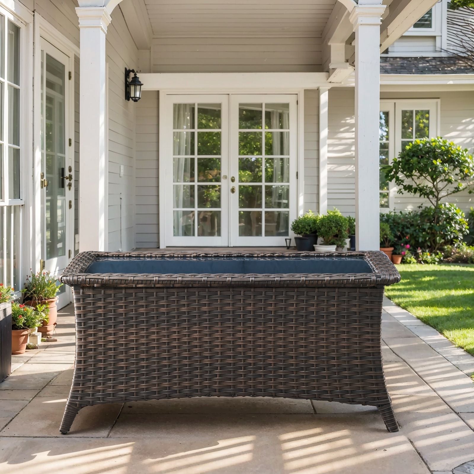 Outdoor Coffee Table with Tempered Glass Top