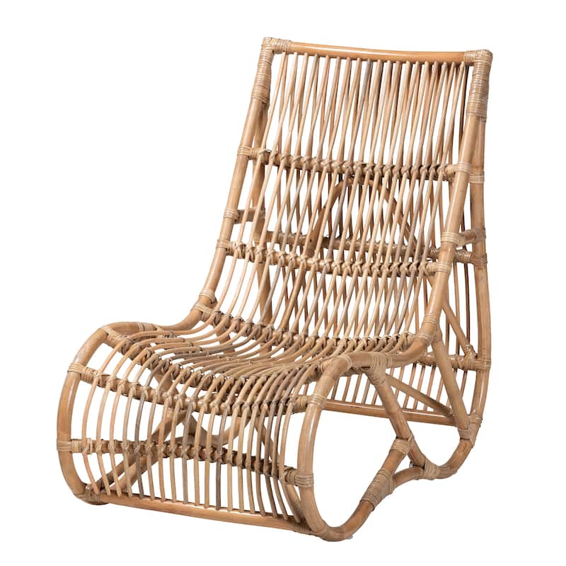 Genera Modern Bohemian Natural Rattan Lounge Chair - Natural Brown