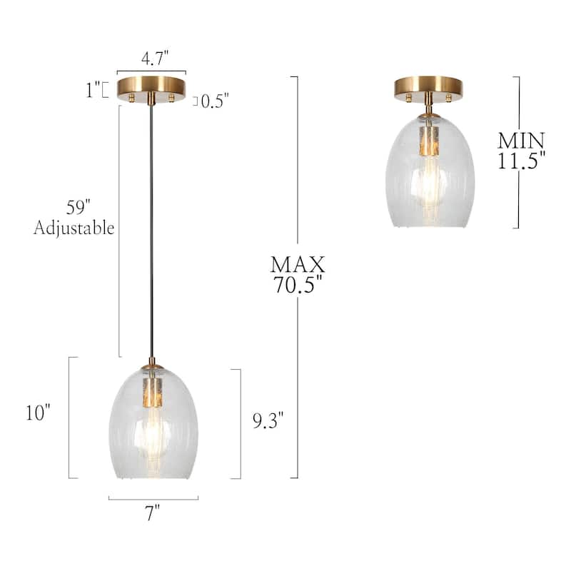 Yarge Modern Mini Pendant Brass Gold Light Abstract Raindrop Glass Dimmable Kitchen Island Lighting - D7" x H10"