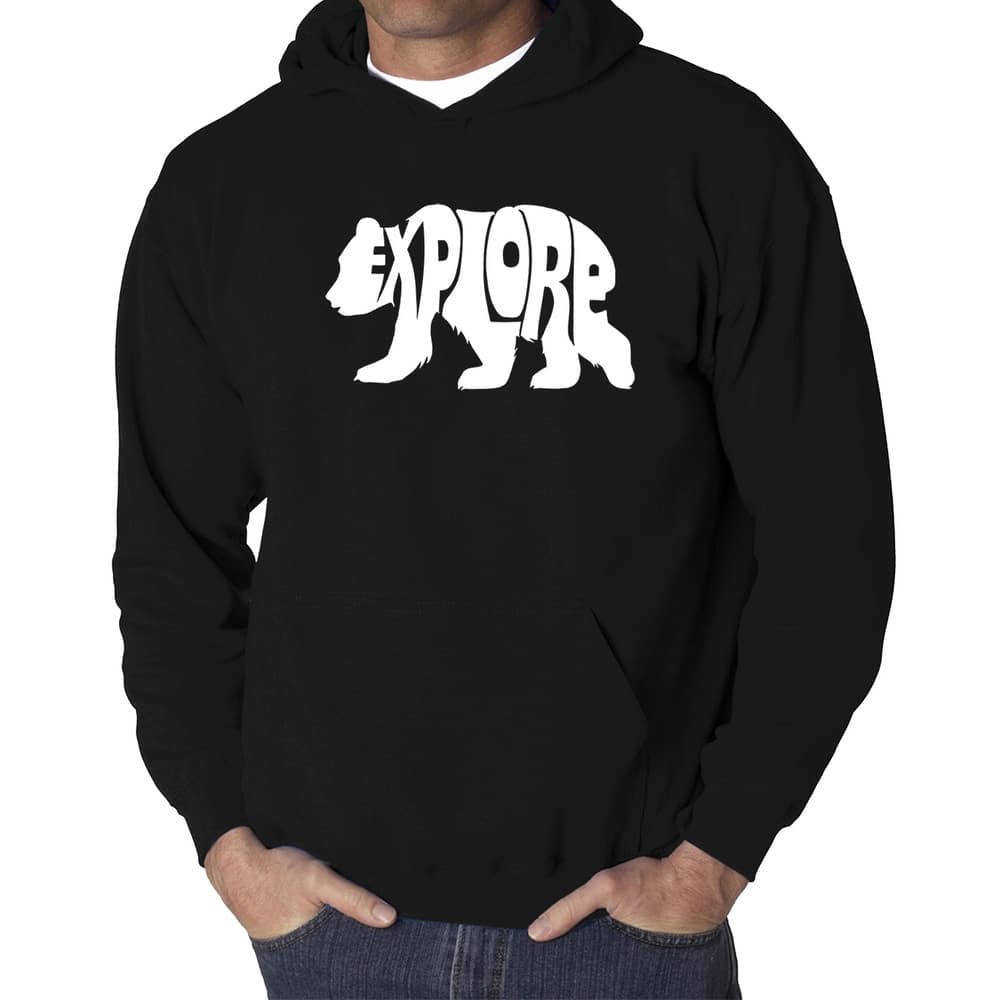 LA Pop Art Men's Word Art Hooded Sweatshirt - Explore