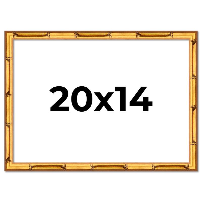20x14 Frame Gold Bamboo Solid Wood Picture Frame | 1 Inch Moulding
