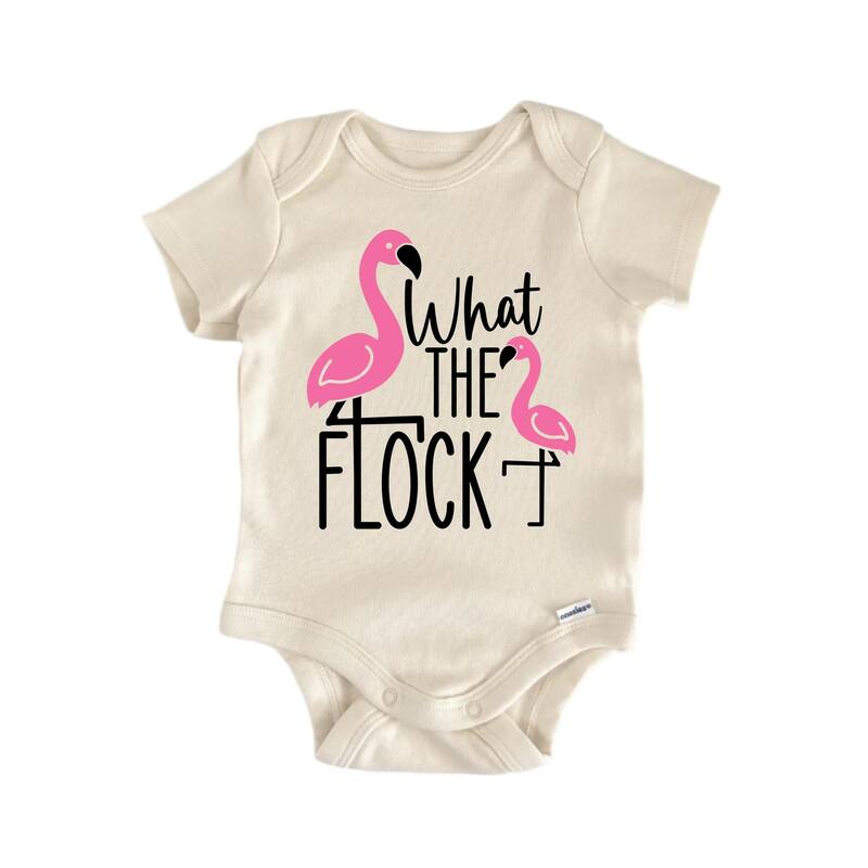 What The Flock Flamingo - Baby Boy Girl Clothes Infant Bodysuit Funny Cute - Blue - 0-3M