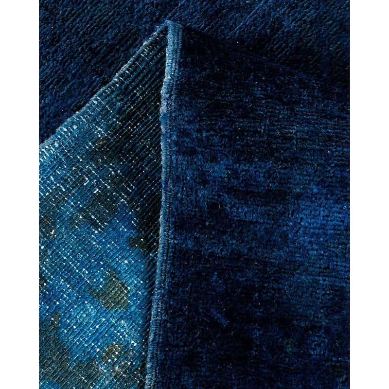 Overton Hand Knotted Wool Vintage Inspired Modern Contemporary Overdyed Navy Area Rug - 8' 10" x 11' 5"