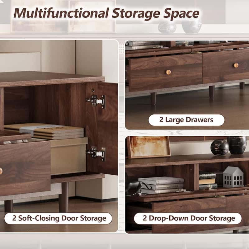 76" Modern TV Stand with Drawers, Entertainment Center for 85" TVs, Living Room & Bedroom Storage Console