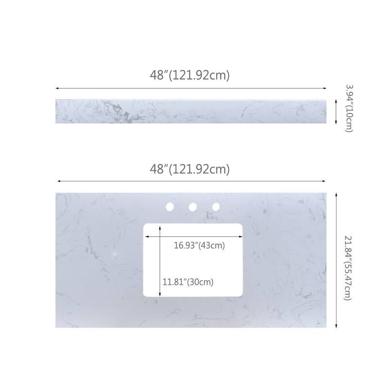 YASINU 48 Inch Engineered Marble Vanity Top with Rectangle Sink