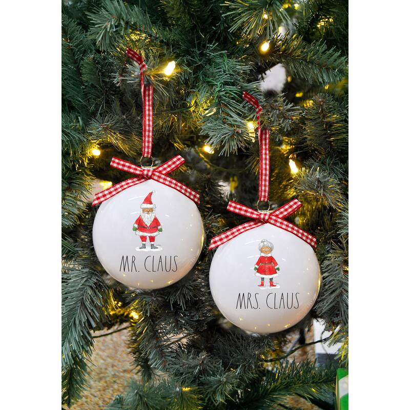 Rae Dunn Set of 2 CHRISTMAS Ornaments - Silver
