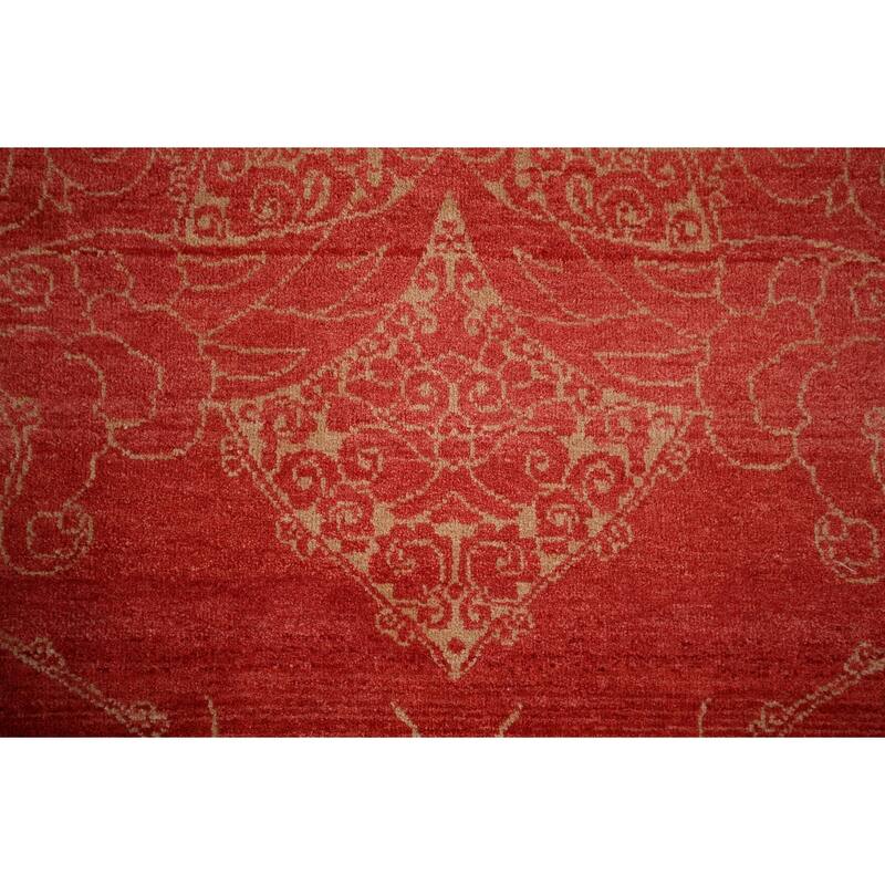 Contemporary Oriental Runner Rug Handmade Wool Carpet - 3'1"x 10'2"