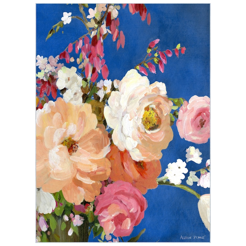Midnight Flowers I, Hand Washable Art Area Rug, power-loomed, 100% polyester, 2mm pile, non-slip back