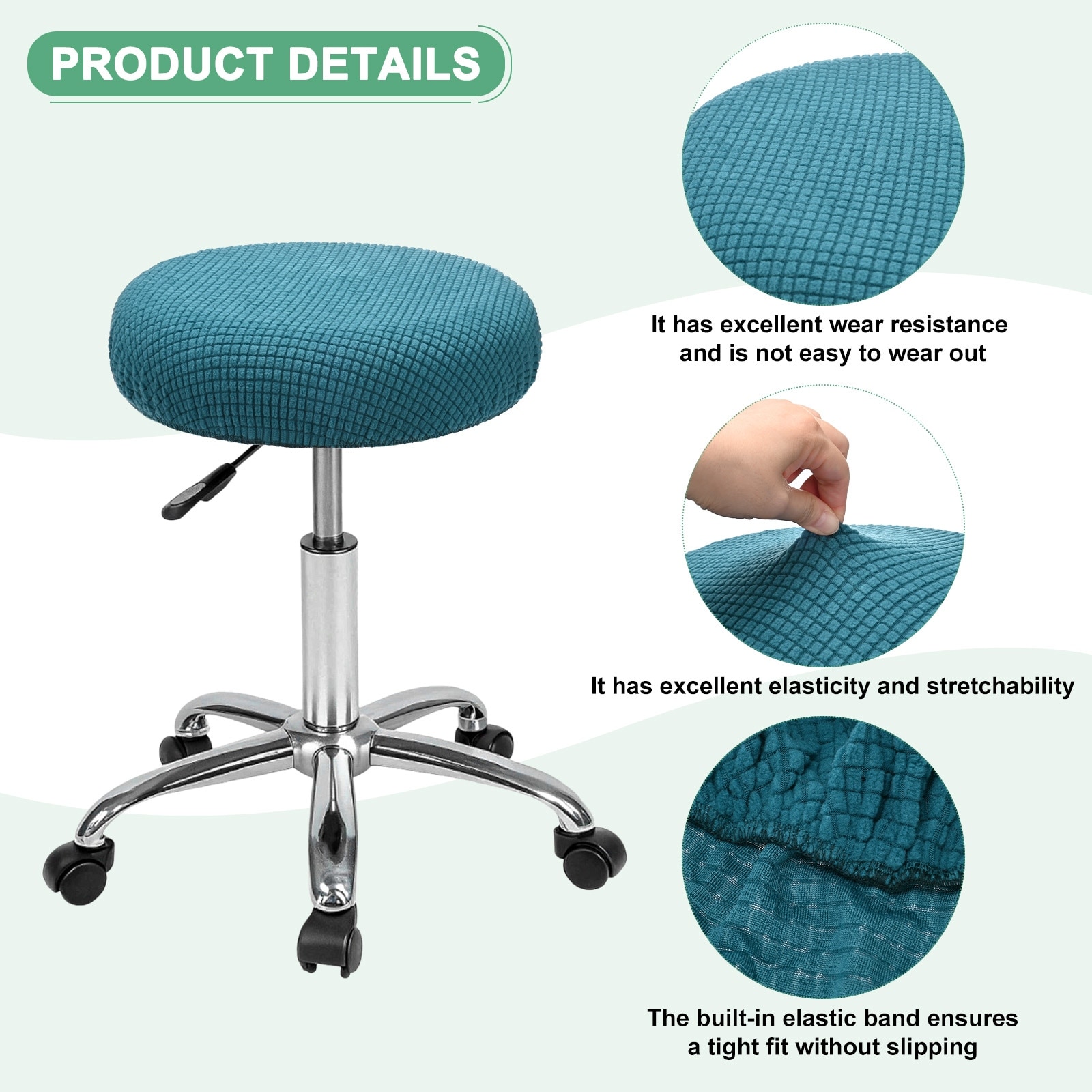 Bar Stool Covers Round Polyester Corn Grid Seat Covers with Elastic Bands
