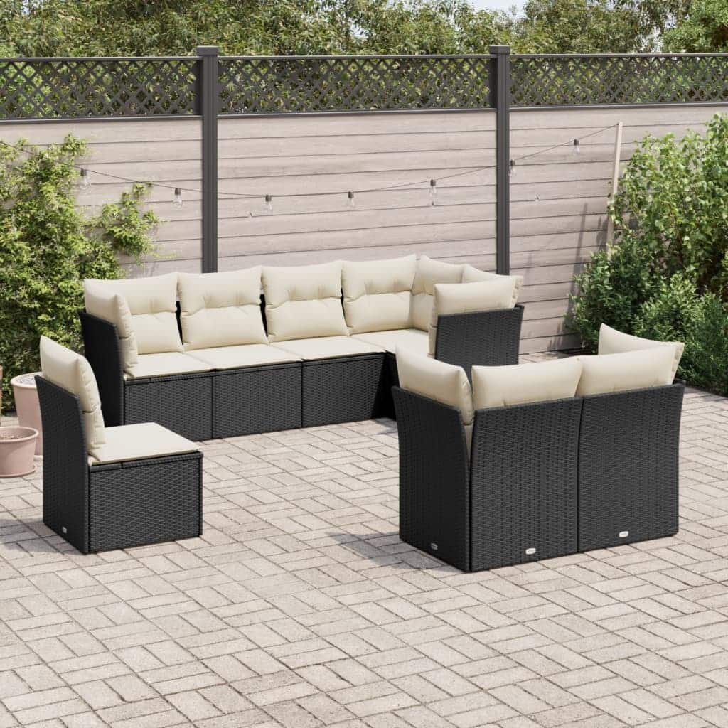 vidaXL Garden Sofa Set Black - 48.8 x 92.1 x 27.2