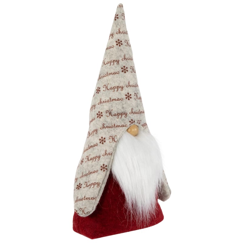 12" Red and Gray "Happy Christmas" Gnome Figure