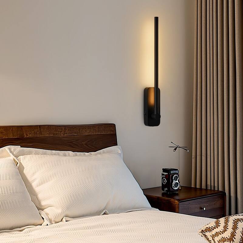 21'' Battery Operated Wall Sconces With Remote Rechargeable Black Dimmable Light Sconces (Set Of 2)