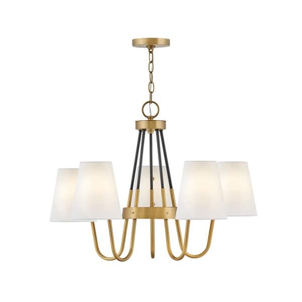 slide 2 of 2, Hinkley Lighting Aston 5 Light 28" Wide Chandelier Heritage Brass