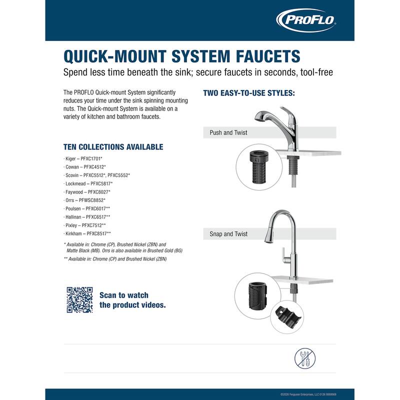 PROFLO PFXC6017 Poulsen 1.5 GPM Single Hole Kitchen Faucet - Brushed Nickel