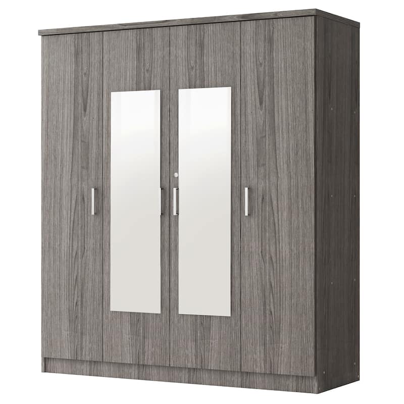 4-Door Mirror Wardrobe with shelves