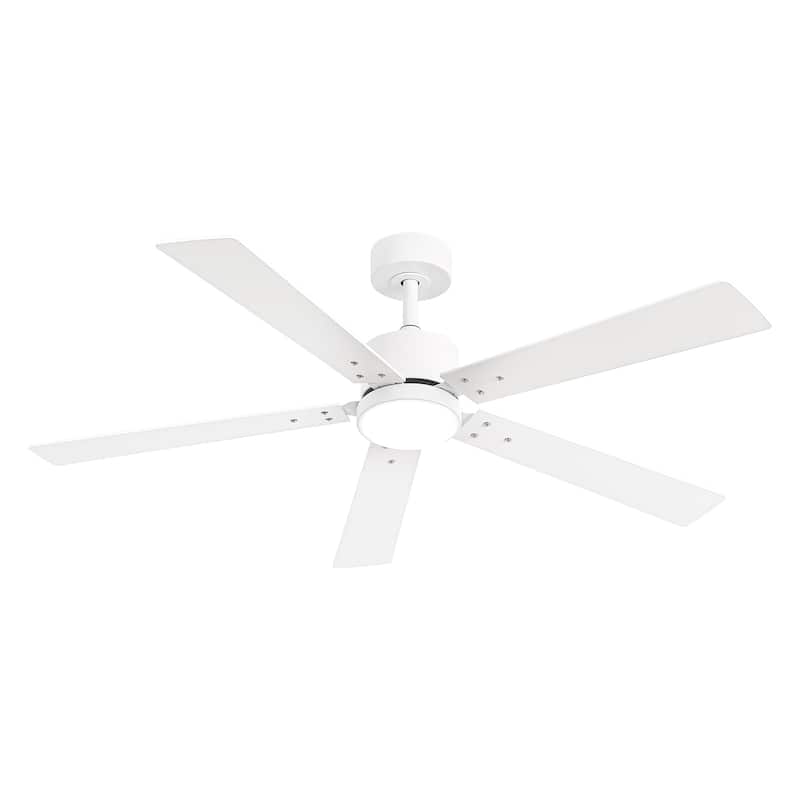 Vaczon 52" Modern Wooden 5-blade White Indoor Ceiling Fan with Light and Remote