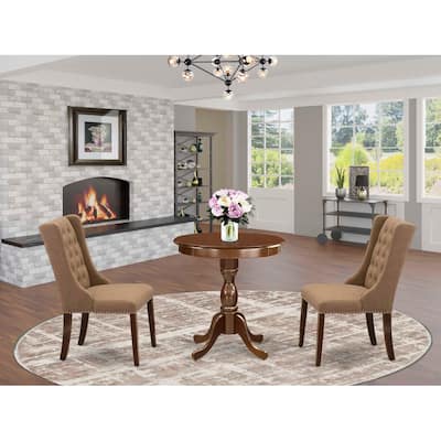 3-Piece Mahogany Finish Solid Wood Top - Dining Room Set - Seats 4