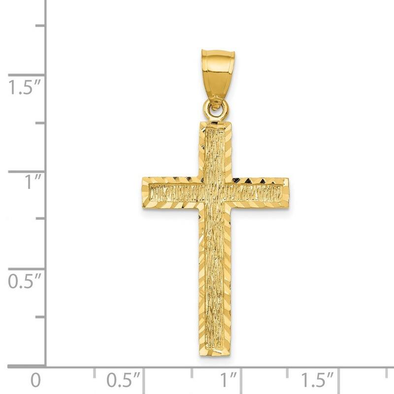 Curata 14k Yellow Gold 18" Sparkle-Cut Cross Pendant Necklace - 41x19mm