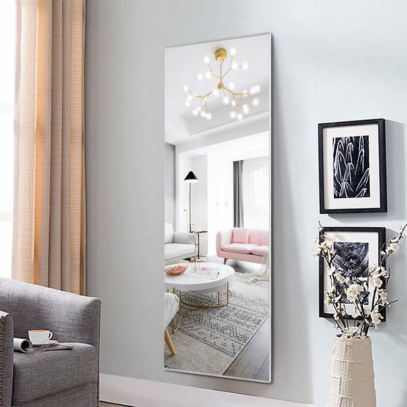Aluminum Alloy Full Length Floor Mirror - 59''x20'' - Silver
