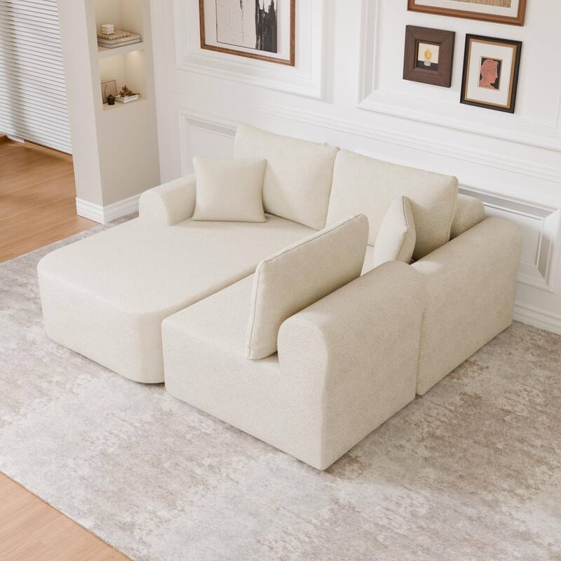 Oversized Modular Sectional Sofa with L-Shape Chaise Modern Upholstered Cloud Couches with Throw Pillows for Living Room Bedroom