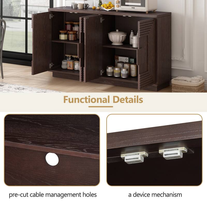 Classic Distressed Sideboard with Adjustable Shelves and Cable Management for Modern Living Rooms