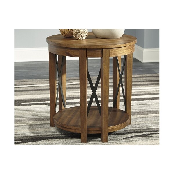 light wood round end table