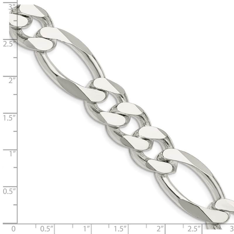 Curata 925 Sterling Silver Solid Polished 15mm Figaro Chain Anklet 9 Inch Lobster Claw