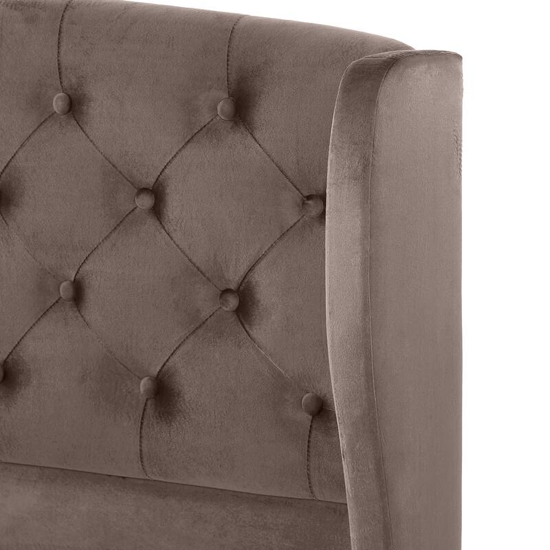 Christopher Knight Home - Amara Traditional Velvet Upholstered Sleigh Bed with Wingback Headboard & Scroll Footboard, King Size