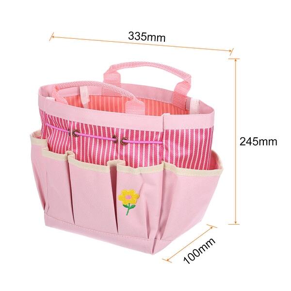 slide 2 of 7, 2pcs Garden Tool Bag 33.5cm x 10cm x 24cm Oxford with Pockets, Pink Pink - Bag