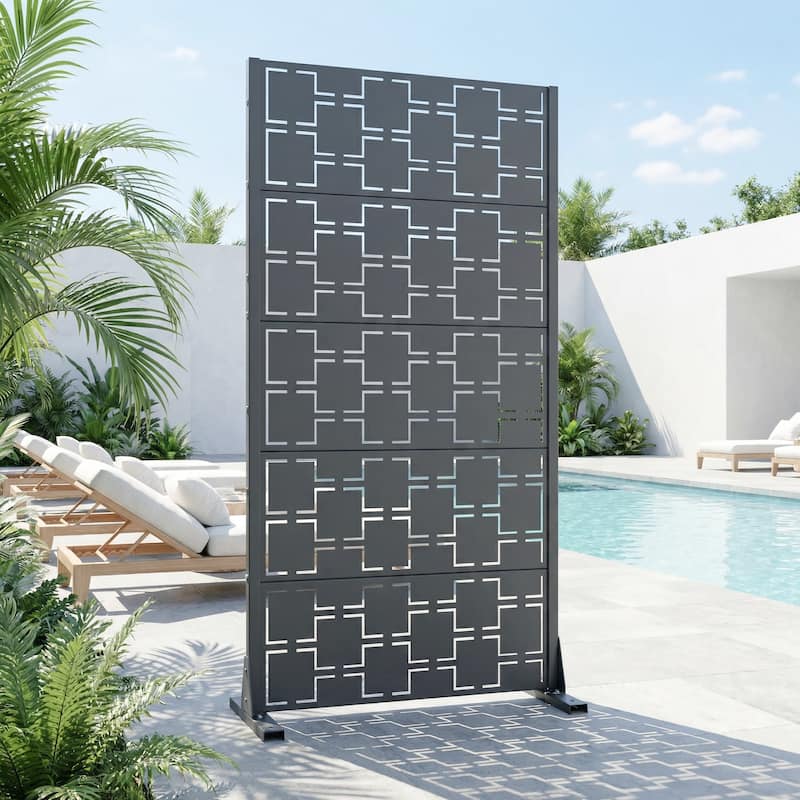 6 ft. H x 4 ft. Metal Privacy Screen Free Standing - Dark Grey - 59"x30"