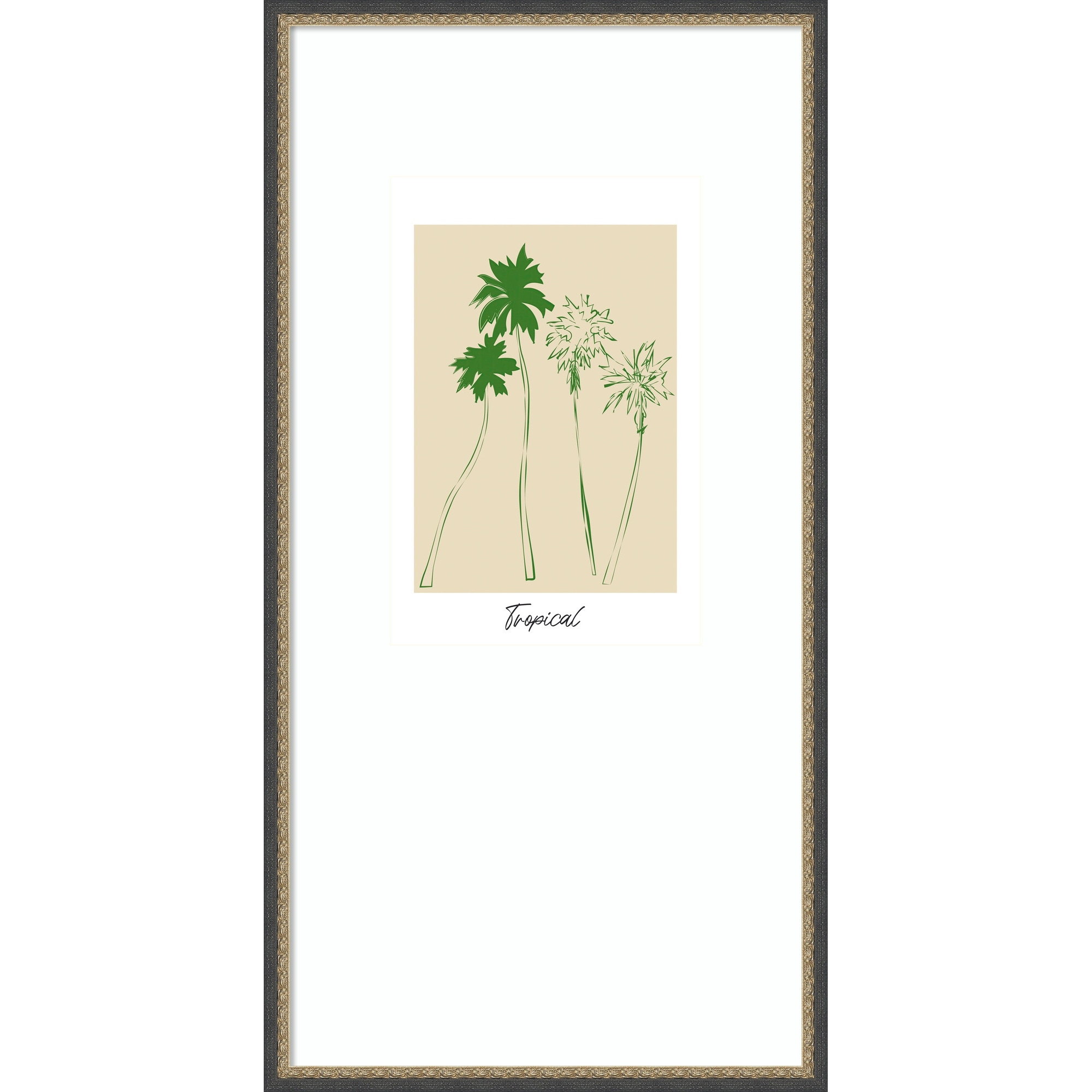 Tropical 02 Green Palm by Treechild Wood Framed Wall Art Print