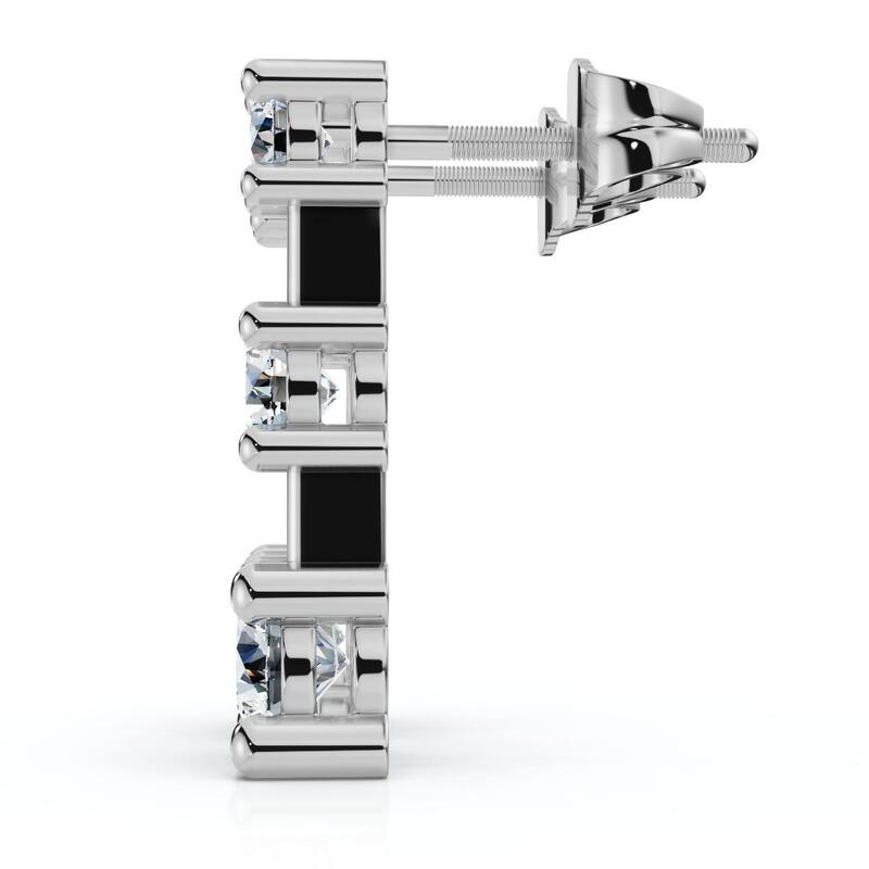 Bliss Diamond 1ct Three Stone Diamond Earrings White Gold