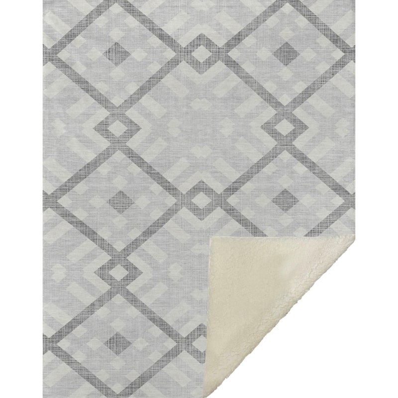 Premium Machine Washable Contemporary Geo Sherpa Throw Blanket