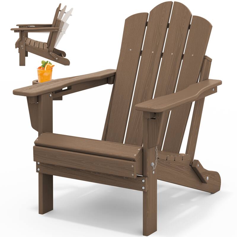 HDPE Plastic Outdoor/Indoor Adjustable Folding Adirondack Chair - Brown